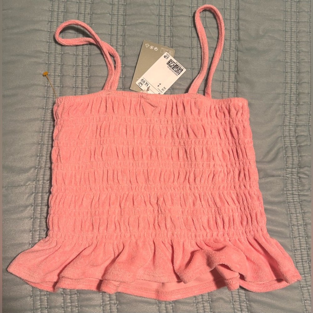 NWT-H&M Pink Smocked Women's Top- size s